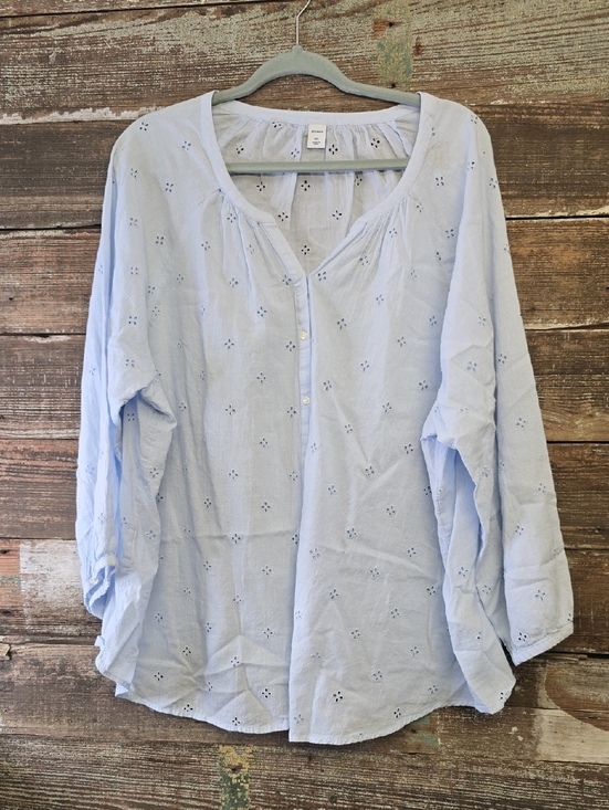 Old Navy Tops - Old Navy Light Blue Eyelet Henley Tunic - Women, Size XXL